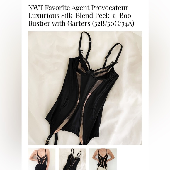 NWT Favorite Agent Provocateur Luxurious Silk-Blend Peek-a-Boo Bustier - Picture 2 of 5
